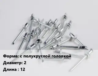 Заклепка с полукруглой головкой 2х12 нержавеющая сталь ГОСТ: DIN 660